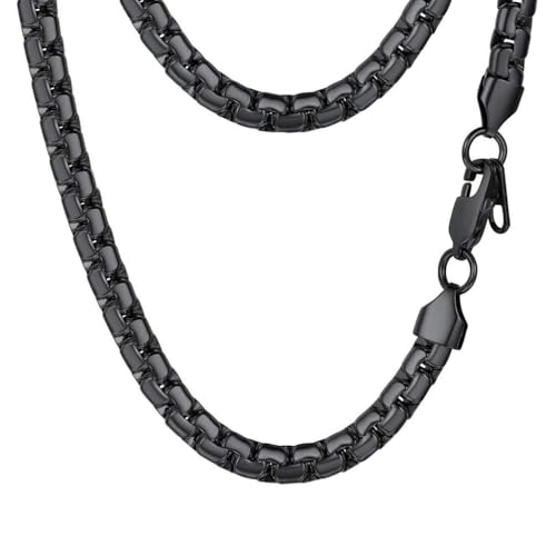 PROSTEEL Stylish Stainless Steel Round Link Chain Necklace for Men, 2mm/4mm/6mm/8mm. Silver/Gold/Black Tone, Hypoallergenic Jewelry, 14