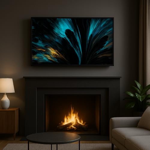 Image of Soulaca 55 inches 4K UHD webOS Smart Mirror TV with Obsidian Black Aluminum Frame WiFi & Bluetooth Smart Gallery Fireplace