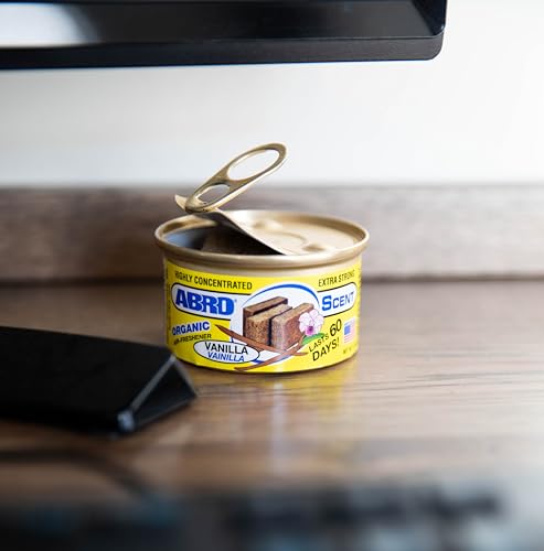 Image of ABRO Car Air Fresheners: Canned, Spill Proof Airfreshener for Home, Office, or Car Accessories Interior, Lasts Up to 60 Days - 3 Pack Vanilla Scent