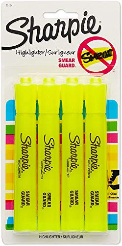 Sharpie 25164PP Accent Tank Highlighters, Chisel Tip, Fluorescent Yellow, 4-Count, Pack of 1