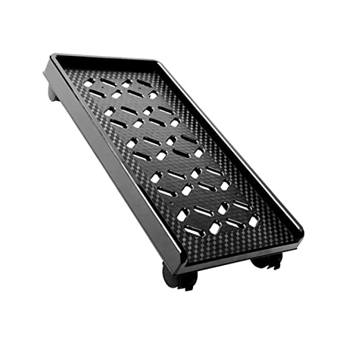 Soporte móvil para torre de computadora KALLORY, con ruedas y freno, soporte para CPU de diseño robusto, color negro, material ABS