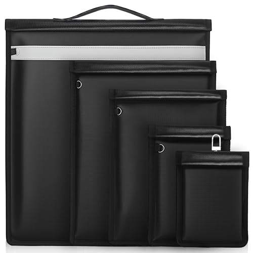 5 Pack Faraday Bags, Large Faraday Bag for Phones & Laptops & Tablets& Car Keys, Fireproof & Water Resistant Faraday Key Fob Protector for RFID