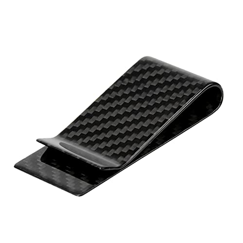 WAFJAMF Carbon Fiber Money Clip Credit Card Wallets Business Card Clip Front Pocket Clips for Men (Bright Black)