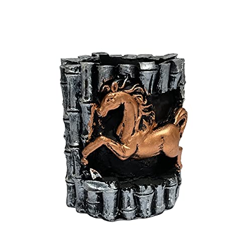 Image of AUGEN Pen Stand Decorative Hand Painted Jumping Horse Design Stationery Holder | Gift Item | Table Top Decor (2084)