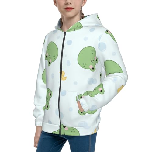 Kawaii Frogs Kid Hoodies Boys Zip Up Sweatshirts Girls Pullover with Pocket