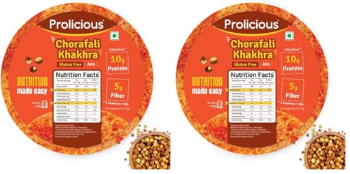 Image of Prolicious High Protein Gluten free Chorafali Khakra | NO Palm Oil | Crispy | Ready to Eat | Flavourful | High Fiber Healthy Anytime Snack ? 170g (Pack of 2)