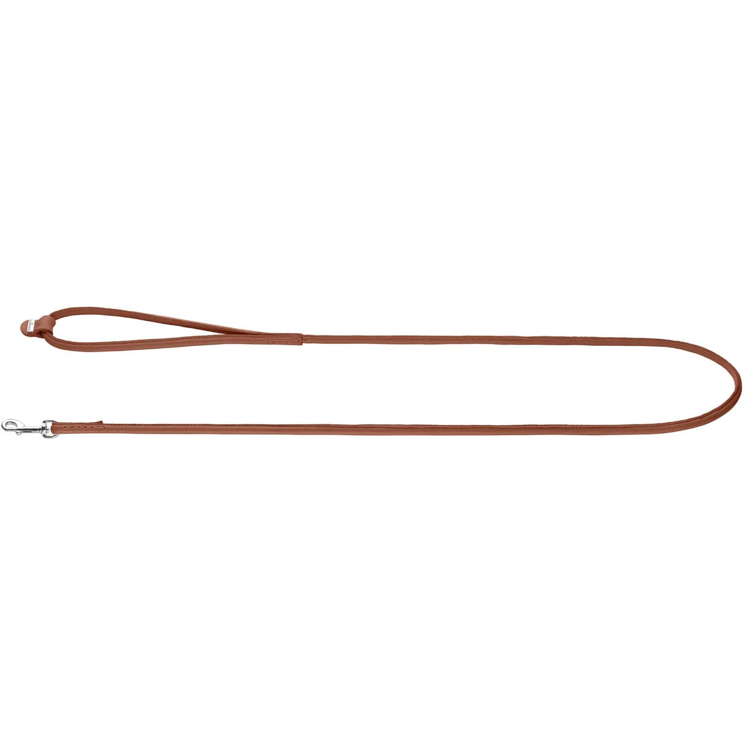 Hunter Hundeführleine SOHO Round MINI, Farbe: Cognac, Rindsleder, mit Handschlaufe, weich & geschmeidig, leicht & robust, für kleine Hunde & Welpen, Made in Germany, Größe: 6/140