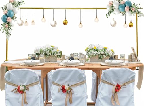 SINSSOWL Gold Table Arch Adjustable Over The Table Rod Stand with Clamps Table Stand for Wedding Party Birthday Baby Shower Halloween Christmas Decoration (13\'\'-42\'\' Tall 29\"-98\" Length)