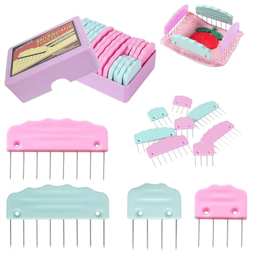 UEMNG 20pcs Knit Blocking Pin Kit Knit Blockers Combs for Crochet Knitting Blocking Board Mats Knit Blocking Pins for Crochet Projects Sewing Lace Needlework Projects Tool (Pink Blue)