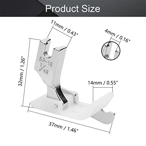 Image of Othmro #TSP-18 Presser Feet 1 /4in Industrial Sewing Machine Presser Feet Compensating Raising Foot Hinged Sewing Presser Foot with Right Guide for Single Needle Industrial Sewing Machines White Silver