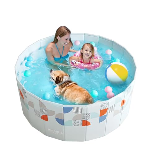XUDREZ Faltbarer Pool Für Familiengarten Installationsfreier Nicht Aufblasbarer Pool PVC Druckfeste Platte Hoher Dichte Segregation Dünnwandiger Pool Geeignet Für Familiepool, Haustierpool,160cm