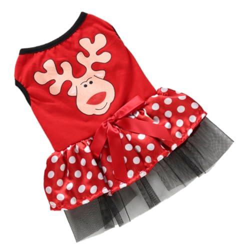 BESPORTBLE 犬用ドレス ペット服 クリスマス ペットスカート パーティー用 お祭り ホリデー 犬のエルクデザイン 子犬 中型犬 大型犬 対応