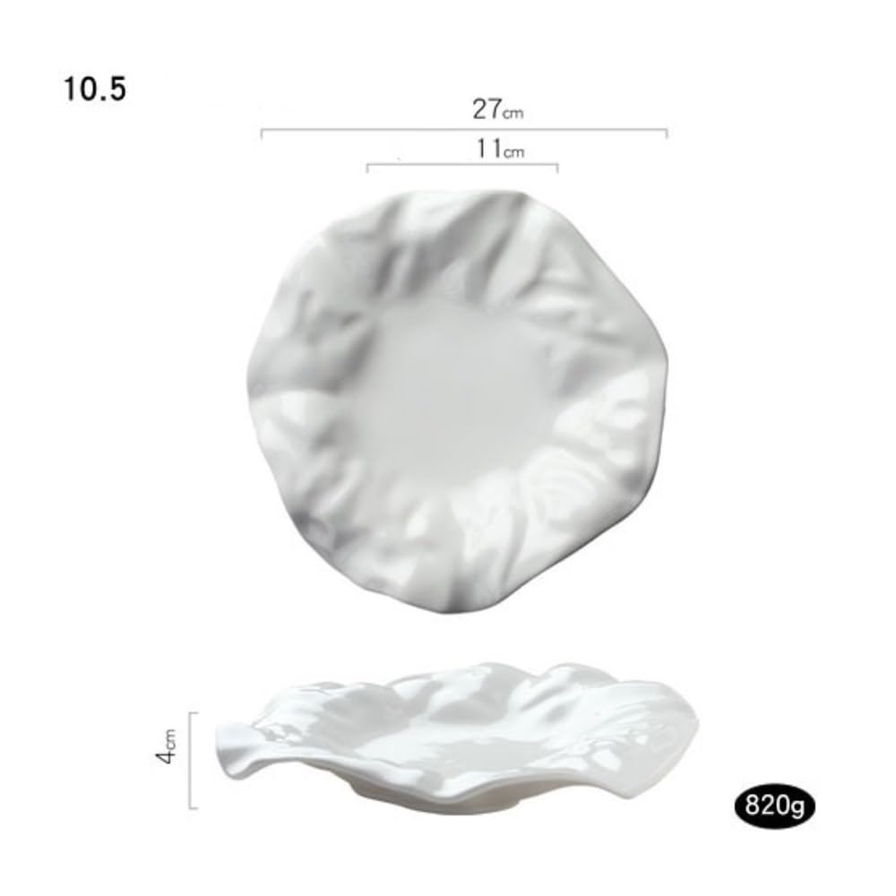 Platos llanos de cerámica con diseño irregular para restaurantes, color blanco, perfecto para presentar comidas