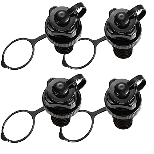 4Stk Spiraldüse Boston Ventiladapter, Ersatz-Kajak-Ablassventil, Luftventilverschluss-Schraubkappen für Kanu, Beiboot, Angeln, Kajakteile, Pool, aufblasbare Paddelboote, Wassersport, Zubehör Cover