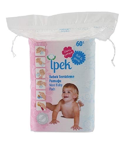 İpek Baby Large Cotton Pads Dry Diaper Care 240 count in 4 Bags (ipek baby cotton pad 240 count)