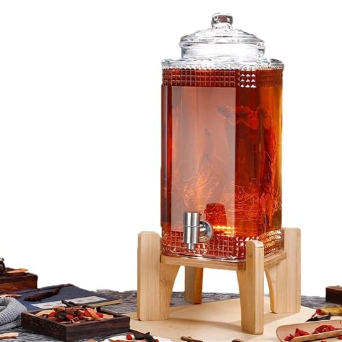 Wasserspender aus Glas mit Wasserhahn und Abdeckung, 3L/5L/7,5L Fassungsvermögen, Getränkebehälter für kalte Getränke, ideal für Büro und Camping