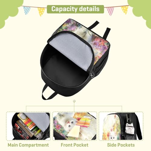 RunningBear Cat Flowers Beige Kids Backpack for Boys Girls Lightweight Schoolbag for Girls School4