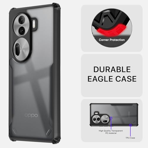 Image of Pikkme Back Cover for Oppo Reno 11 Pro 5G | Ultra Hybrid Shockproof Case | Full Camera Protection | Raised Edges | Clear Transparent Bumper Case (Black)
