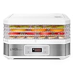LIVINGBasics Food Dehydrator, Electric Dryer Dehydrators Machine with 48H Timer & Temperature Control for Beef Jerky Fruits Meat Herbs Vegetables, 5 BPA-Free Trays, Overheat Protection