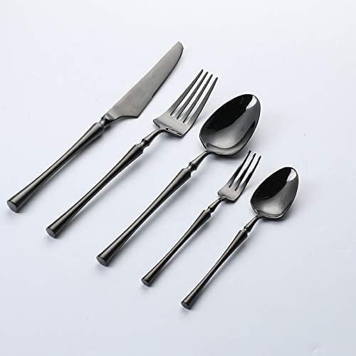 Geschirr, Besteck, Edelstahl, Besteck, Löffel und Gabel, Set, Reisebesteck, Set aus goldenem Besteck, 30-teiliges Tafelservice (schwarz)