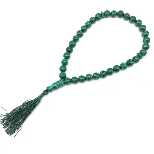 GenericReligious Tasbih 10mm 33pcs Green Malachite Tasbih Muslim Prayer Beads PP2340