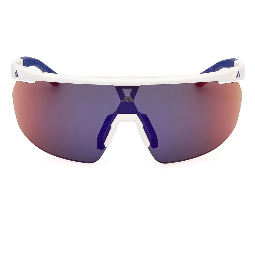 adidas Sport SP0094 Sonnenbrille Herren und Damen, Unisex Sportliche Dünne und Leichte Sonnenbrille, Bildschirm Linsenform, Inklusive Etui, Violette Farbverlauf Gläser, Weiß