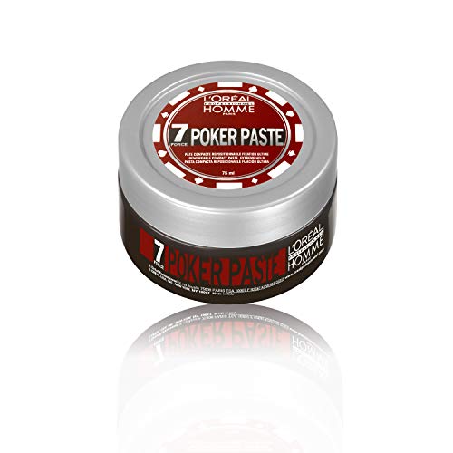 L'Oréal Professionnel Homme | Pâte Compacte Poker Paste - Fixation Forte, Fini Mat, Sans Effet Brillance, Sans Effet Carton, Repositionnable et Facile à Modeler | 75 ml (lot de 1)