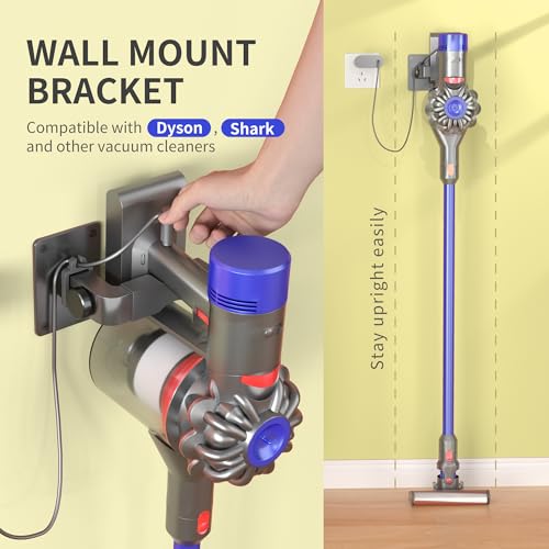 Image of Shark Vacuum Cleaner Wall Mount with Clip Mini Shark Cordless Vacuum Stand Compatible for Shark IX141 IZ562H IZ682H IZ361H IZ462H IZ163H IZ363HT IZ483H and V7 V8 V10 V11 V12 V15 (Gray+Clip)