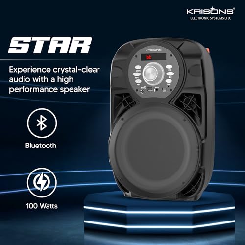 Krisons Star 100W Bluetooth Party Speaker with Built In wheels ...