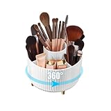 Diesisa Make Up Organizer: 360° Drehbar Kosmetik Organizer - Pinselhalter Mit 5 Fächer - Cosmetic Organizer für Make-up-Pinsel, Kosmetik, Nagellack, Künstlerbedarf, Makeup Organizers - Weiß