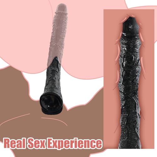 Image of 17.3 Inch Black Extra Long Dildo, Women Realistic Sex Toys, Soft Huge G-Spot Dildos with Strong Suction Cup, XXL Giant Dildos, Large AnalDildo Stimulator with Balls for Women /Men /Couples