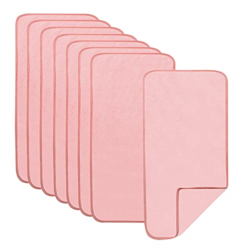 Image of Kyapoo Burp Cloths 8 Pack Large 22" by 10.8" Microfiber Coral Fleece Extra Absorbent and Soft for Newborns, Infants and Toddlers-Pink
