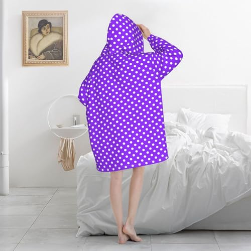 Sweat à capuche couverture en flanelle à pois violets, l'idée cadeau confort idéale - 5