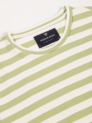 Image of Thomas Scott Men's | Striped | Half Sleeve | Regular Fit | Poly Elastane | Round Neck | Casual Tshirt