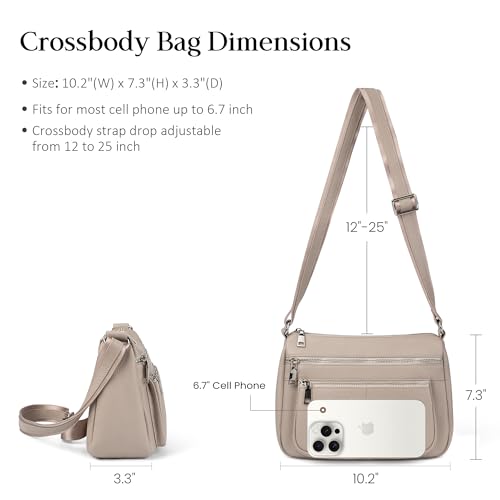 befen Genuine Leather Crossbody Purses for Women, Woman Medium Pocketbooks Shoulder Bags Handbags with Multi Zipper Pockets4