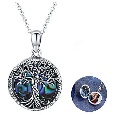 Odinstone Tree of Life Photo Locket Necklace, 925 Sterling Silver Holds Pictures Memory Pendant for Women, Locket Jewellery Anniversary Birthday Gifts for women Cover
