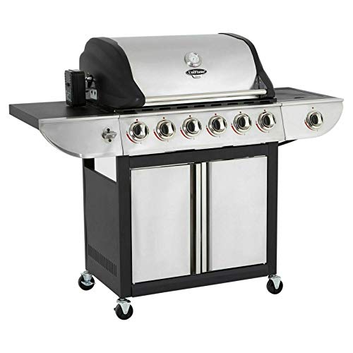 Evolution Uniflame 6 Burner Gas BBQ With Side Burner Stainless Steel Barbecue BBQ Grill