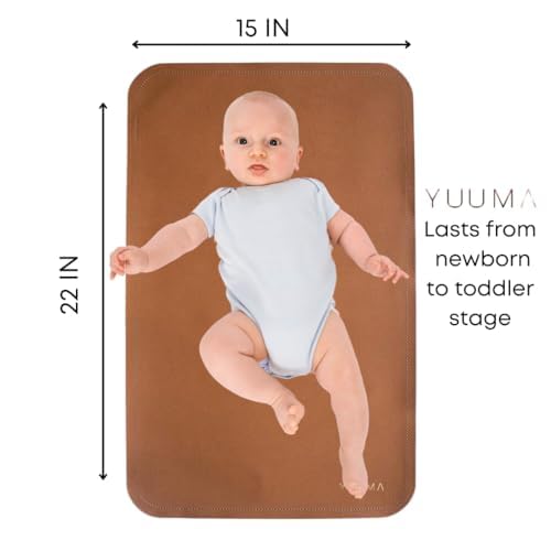 Miniatura 4 de YUUMA Cambiador de cuero vegano, cambiador de pañales para bebé, portátil, lavable y reutilizable, 15 x 22 pulgadas, plegable para viajes (ónix)