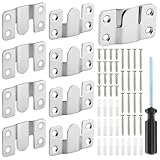 8Pcs Flush Mount Bracket Picture Hanging Buckle with Screws, Stainless Steel Interlock Hanging Buckle Headboard Wall Mounting Brackets, French Cleat Picture Hanger