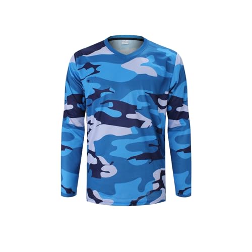 ZesiikLvie Maillot de ciclismo de manga larga para hombre, camiseta de motocross, transpirable, de secado rápido, 30, XL