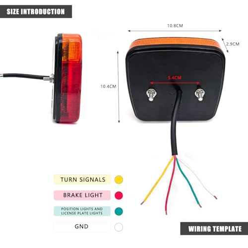 Feux de remorque LED étanches avec fonctions stop et plaque d'immatriculation - 5