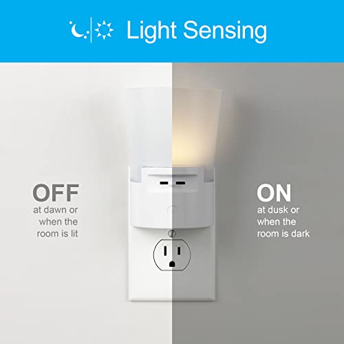 Image of GE Ultrabrite Dimmable Sconce LED Night Light GEPlug-In, Energy Efficient, Dusk-to-Dawn Sensor, Adjustable Brightness, Ideal for Bedroom, Bathroom, Hallway, Nursery, White, 45123, 1 Pack,