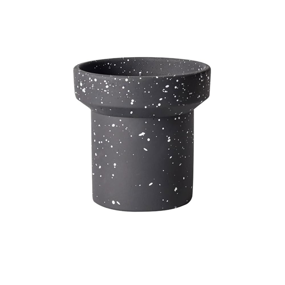 Pq7hkv2wd Black Indoor Plant Pots Cylindrical With Spray Point Plant Pot, Desktop Cement Flower With Drainage Hole, For Decorate Balcony Living Room Kitchen Garden Planters