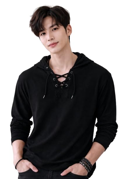 Image of Men's Cotton Blend Regular Fit Hooded Neck T-Shirt