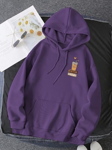 Image of inchGLASGO Trendy Girl's & Women's Printed Hoodie - Aesthetic Winter wear for Women |Oversized Casual Streetwear | Coffee Lovers Sweatshirt inch