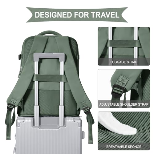 coowoz Travel Backpack For Women Men,Carry On Backpack,Hiking Backpack Waterproof Outdoor Sports Rucksack Casual Daypack Travel Essentials(Olive Green) - Image 7