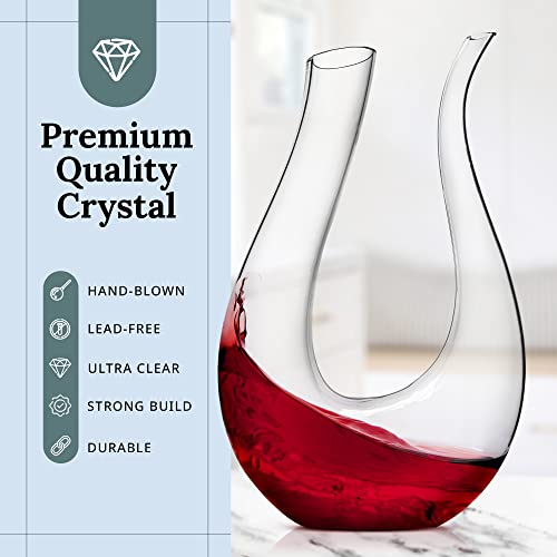 Foto von Wein-Dekanter 140 cl – für Wein Rotwein Rose – Kristall-Weinkaraffe Weinhorn Trinkhorn Karaffe Dekantierer Gefäß Ausgießgefäß – Weinbelüfter für ein besseres Weinerlebnis - Sipour