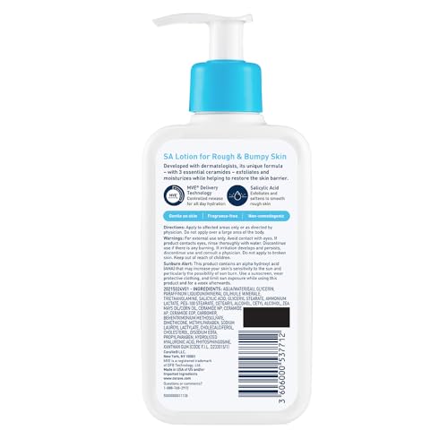 CeraVe Salicylic Acid Lotion, Body Lotion for Rough & Bumpy Skin, 8oz | Skin Care, Smooths Rough Skin with Vitamin D, Hyaluronic Acid and Lactic Acid In A Fragrance Free, Allergy Tested Formula - image 9
