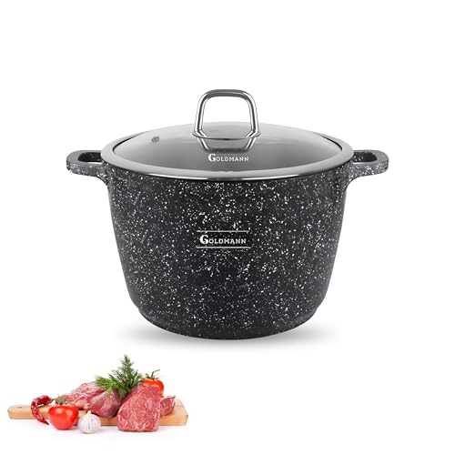 GOLDMANN 20 CM Aluguss-Kochtopf/Suppentopf (4L), Marmor-Keramik-Antihaftbeschichtung & Glasdeckel GOLDMANN 20 CM Aluguss-Kochtopf/Suppentopf (4L), Marmor-Keramik-Antihaftbeschichtung & Glasdeckel