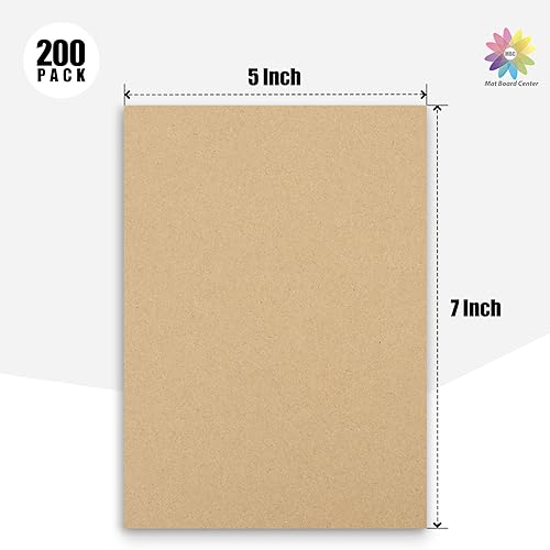 Image of Mat Board Center, 200-Pack Corrugated Cardboard Sheets 5x7 Inches Flat Card Board Inserts for Packing, Shipping, Mailing, DIY Crafts